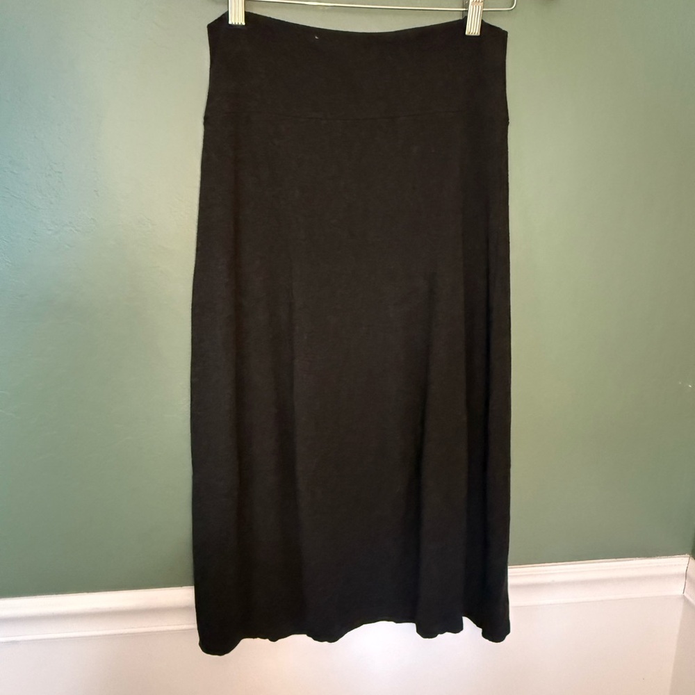 Eileen Fisher Black Pull-On Midi Skirt XS